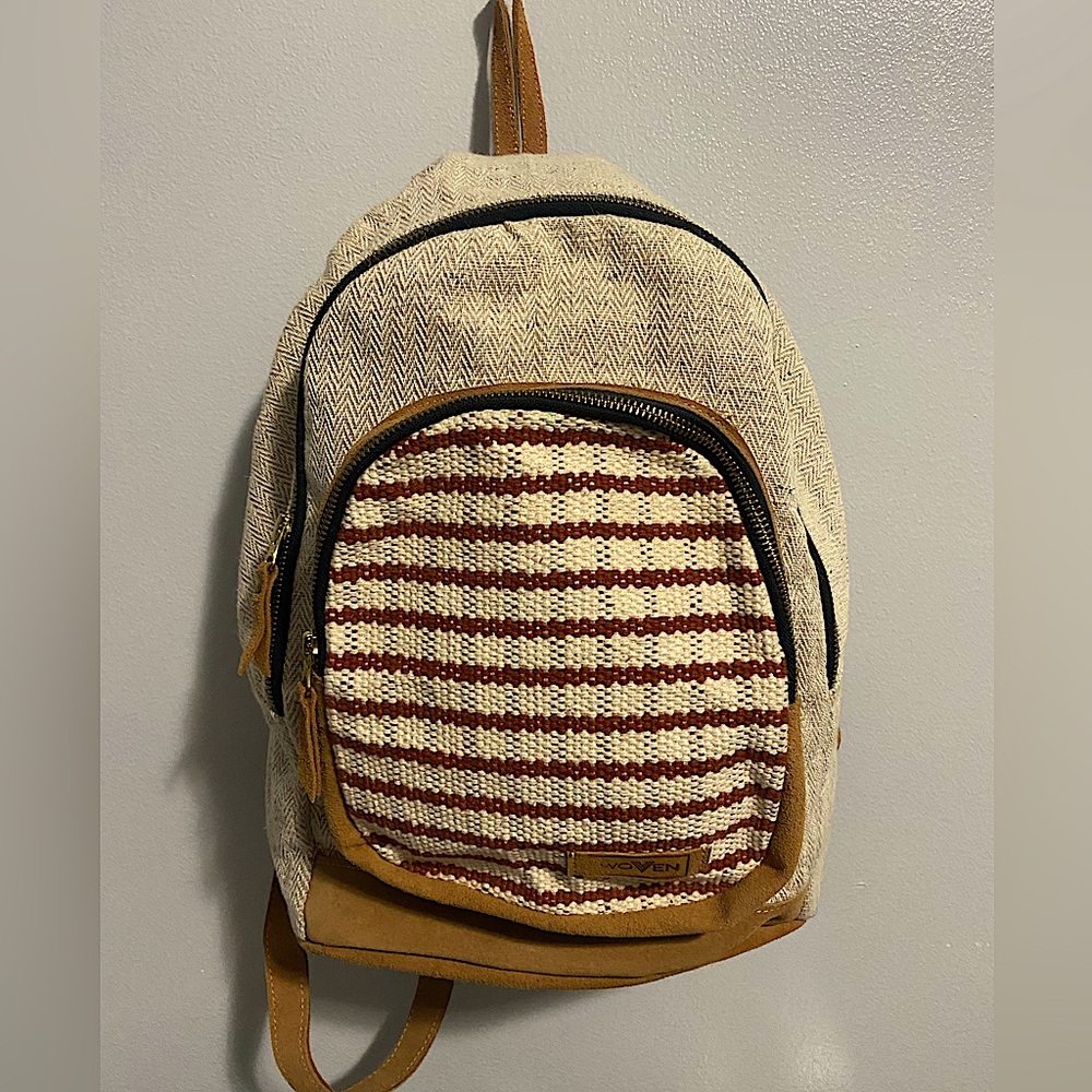 Woven Himalayan Hemp Backpack with Laptop Sleeve - Handmade In Nepal BNWOT